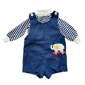 Vintage‎ Bryan Baby Outfit 18M Romper & Striped Top Adorable Elephant Applique